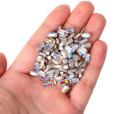 Phantom Purple langwerpige keizerlijke vorm glas gericht op ruggengelijke steentjes